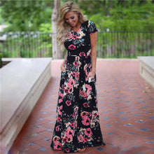 Load image into Gallery viewer, 2018 Summer Long Dress Floral Print Boho Beach Dress Tunic Maxi Dress Women Evening Party Dress Sundress Vestidos de festa XXXL
