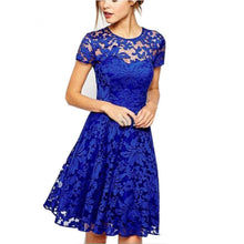 Load image into Gallery viewer, 2018 Fashion Women Elegant Sweet Hallow Out Lace Dress Sexy Party Princess Slim Summer Dresses Vestidos Red Blue S-5XL Plus Size
