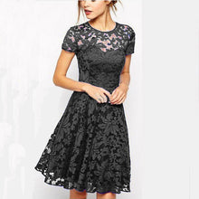 Load image into Gallery viewer, 2018 Fashion Women Elegant Sweet Hallow Out Lace Dress Sexy Party Princess Slim Summer Dresses Vestidos Red Blue S-5XL Plus Size