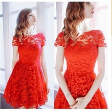 Load image into Gallery viewer, 2018 Fashion Women Elegant Sweet Hallow Out Lace Dress Sexy Party Princess Slim Summer Dresses Vestidos Red Blue S-5XL Plus Size