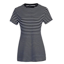 Load image into Gallery viewer, Enough Stock Summer Round Neck Short-sleeved Dress Black And White Striped Dresses Casual Elegant Sheath Slim Dress Dropshipping